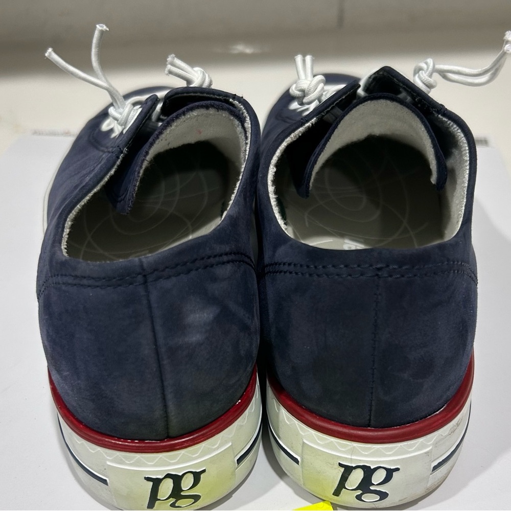 Paul Green Hadley Nubuck Blue Sneakers with White and Red Accents - Picture 2 of 4
